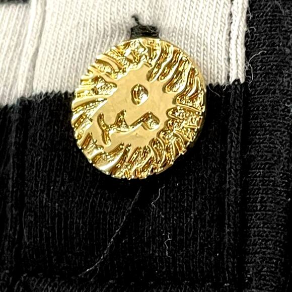 ANN KLEIN black white stripe long sleeve top S - Picture 6 of 10